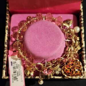 Gold and Pink Charm Bracelet